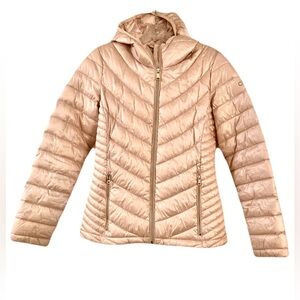 Calvin Klein Women's Down Blend Chevron Hooded Puffer Jacket
